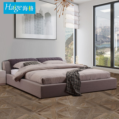 海格 床布艺床婚床现代软包床可拆洗布艺床1.5米1.8米双人床大床
