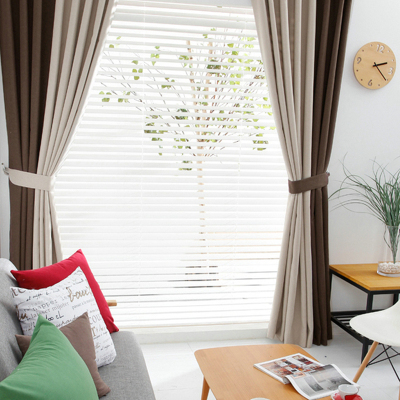 简约现代纯色定制中式棉麻落地窗帘成品加厚隔音全遮光布客厅卧室