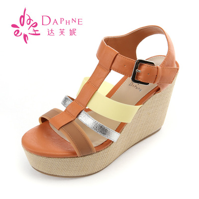专柜正品 Daphne/达芙妮 2013年编织坡跟厚底凉鞋1013303063