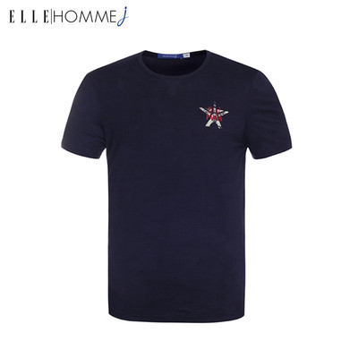 ELLEHOMME商场同款 2015夏季新款男士百搭休闲短袖棉T恤