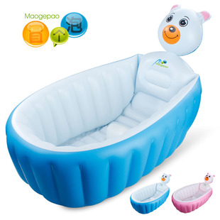 冒个泡婴儿宝宝充气浴盆浴缸便携折叠收纳加大加厚洗澡盆沐浴桶