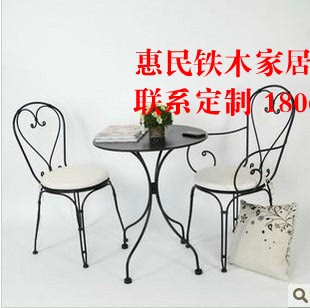 欧美式铁艺桌椅三件套 简易阳台休闲桌椅套装 户外庭院桌椅 田园