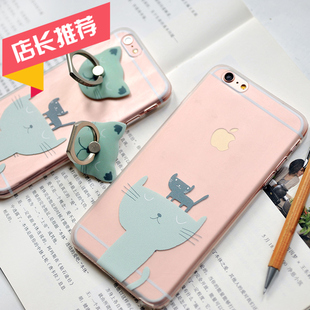 热销冇心原创计两只小猫苹果iphone6手机保护套6s手机壳礼品套装