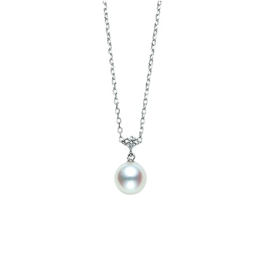 日本代购MIKIMOTO御木本复古奢华白金钻石海水珍珠项坠