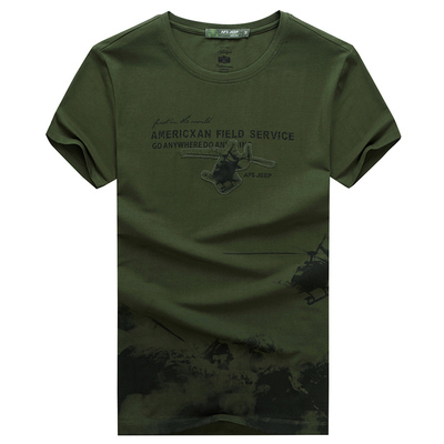 2015夏季战地吉普男士圆领短袖版3D印花T恤青年男士薄半截袖潮