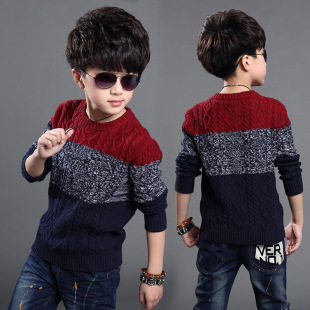 2016韩版普通毛线新款实拍有模特儿童套头圆领男童常规开衫毛衣