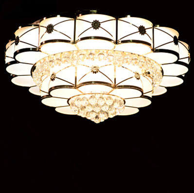 LED S金圆形水晶灯客厅卧室餐厅酒店包厢吸顶灯 直径60 80 1米