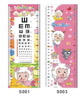 新款喜羊羊款韩国儿童房卧室幼儿园卡通身高尺贴纸带视力表身高贴