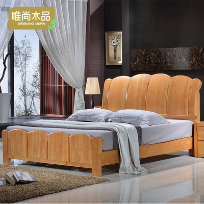 全实木床白色橡木床1.5 1.8韩式床现代中式简约公主床 高箱储物床