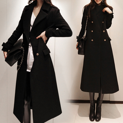2015春秋冬季韩版羊绒大衣加厚大码女装过膝长款上衣羊毛呢子外套