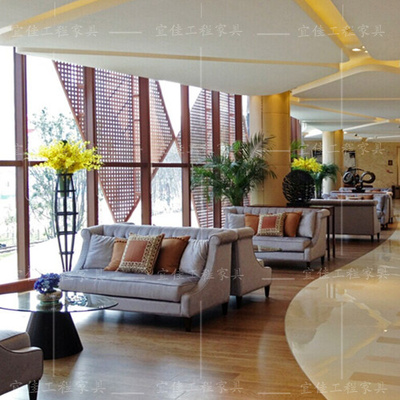 欧式售楼处沙发 售楼部洽谈沙发组合 茶餐厅沙发 布艺双人位沙发