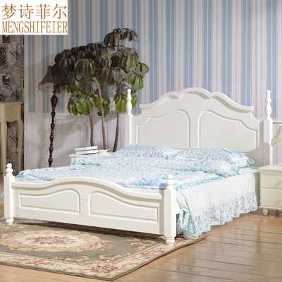 梦诗菲尔 100%纯实木床地中海风格美式床欧式白色储物高箱床605