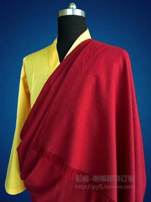 【菩缘】喇嘛服装/佛教/藏传僧衣/居士服/暗红色棉麻披单 4.2米长