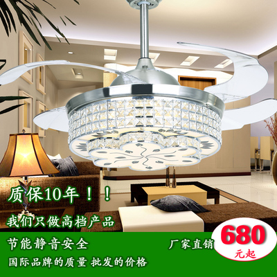 东梵LED带灯吊扇带风扇的吊灯水晶风扇吊灯餐厅客厅卧室家用电扇