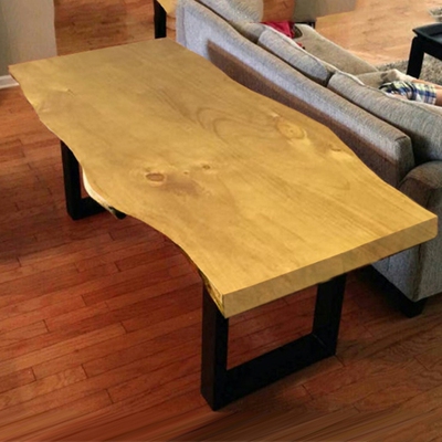 美式实木个性餐桌创意办公茶桌复古简约现代原木茶几不规则茶桌椅