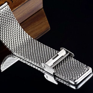 米兰表带 不锈钢表链 加厚钢表带  网织编织网表带男 20 22mm通用