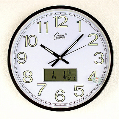 康巴丝挂钟客厅表静音创意欧式现代万年历石英电子夜光日历时钟表