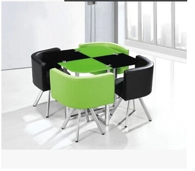 特价一桌四椅咖啡台桌椅组合钢化玻璃冷饮桌洽谈桌饭桌接待桌餐桌