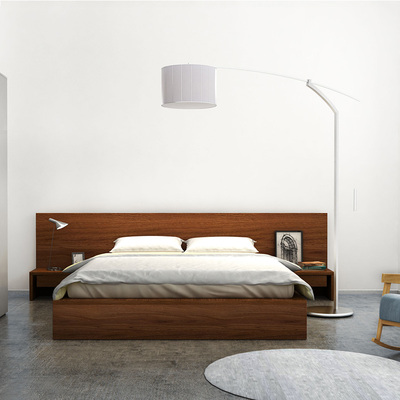 北欧1.8米双人床板式床婚床 现代简约卧室床家具小户型带床头柜