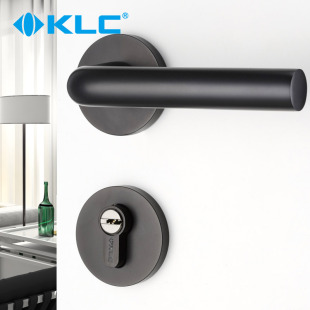 德国KLC门锁现代简约静音室内房门锁黑色高品质太空铝门锁 托尼