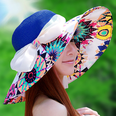 帽子女士韩版潮可折叠夏天草帽太阳帽防紫外线遮阳帽沙滩帽防晒帽