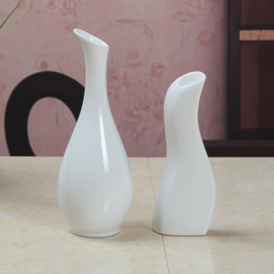 白色台面陶瓷花瓶 家居摆设装饰品 可装水花插 电视柜客厅摆件