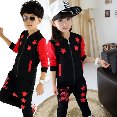儿童运动套装3潮5韩版童装7-9周岁中大童11-13男童女童两件套纯棉