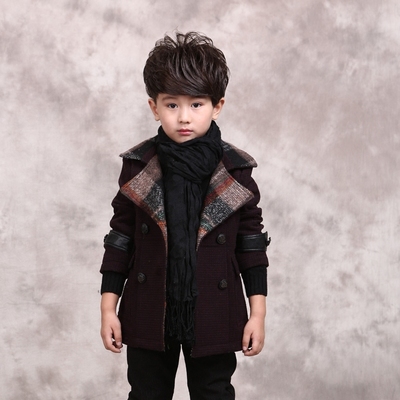 2016新款韩版儿童时尚羊绒大衣冬男童毛呢外套加厚中大品牌童装潮