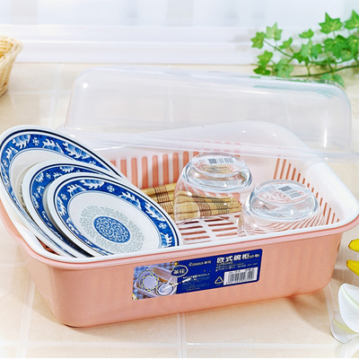 茶花小号欧式碗柜1818塑料碗筷餐具收纳架沥水架带盖厨房放碗盘架