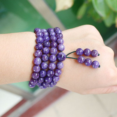 天然紫水晶饰品紫龙晶查罗石圆珠手链手珠佛珠美若舒俱来一物一图