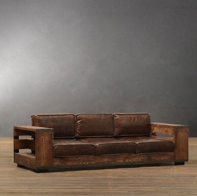 铁艺LOFT工业风格做旧沙发椅仿古实木卡座