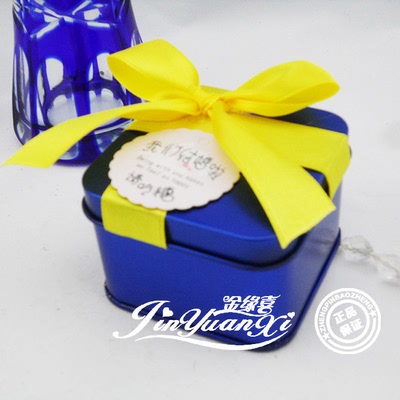 2013新品 TIFFANY喜喜糖盒子铁盒 欧式创意个性方形蓝色撞色