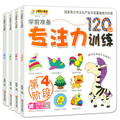 全套4册 幼儿学前专注力训练120图 儿童逻辑思维训练益智游戏书籍0-3-5-6岁 宝宝全脑开发 我的第一本专注力训练书