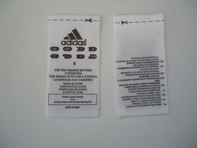 双面丝带印唛 洗水唛 服饰配件 商标 领标 白底黑字 胶带尺码唛