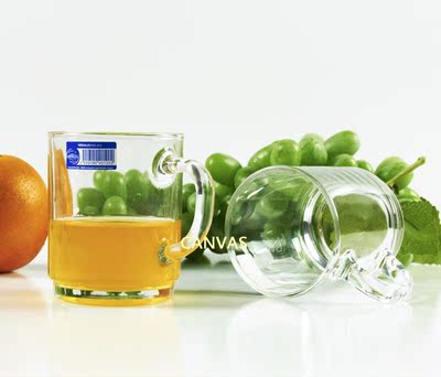 法国进口Duralex 钢化玻璃 透明 水杯 带把水杯 马克杯 儿童水杯