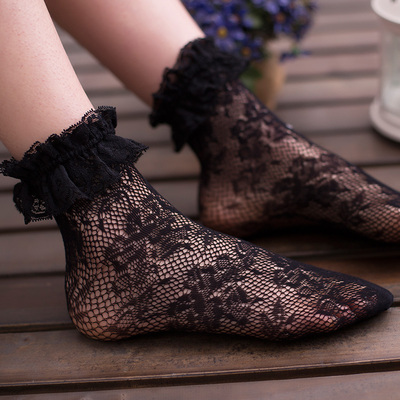 2016韩国爆款日系复古袜蕾丝镂空洛丽塔甜美花边堆堆袜女短袜子