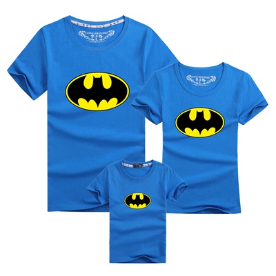 奔跑吧兄弟蝙蝠侠亲子装一家三四口家庭装全家装母女母子短袖T恤