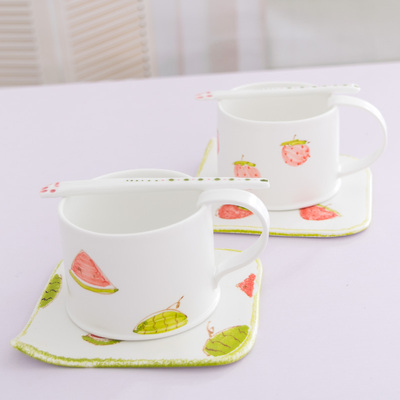 景德镇创意陶瓷咖啡杯套装带碟/可爱小清新水果套装咖啡杯碟包邮