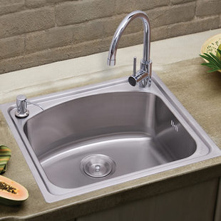 艾肯水槽 洗菜盆厨盆小单槽EC-41412含厨房龙头304不锈钢水槽套餐