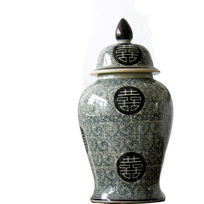 景德镇陶瓷将军罐瓷器将军罐花瓶储物罐喜字罐结婚礼品