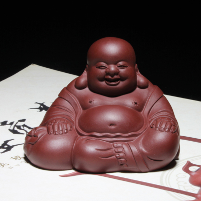正品名家 茶宠茶玩摆件雕塑 紫砂弥勒佛 高顺忠 全手工精品