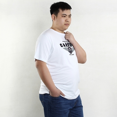 2016夏季新款潮男胖子圆领短袖加肥加大号大码纯棉运动T恤