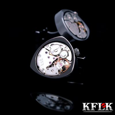 礼盒装KFLK进口机芯袖扣法式机械手表男袖口袖钉Watch Cufflinks