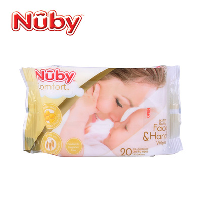 美国nuby/努比 婴儿湿巾新生儿手口棉柔湿巾（20抽）4包