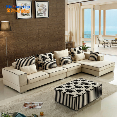 金海马新品 韩式田园布艺沙发组合 现代客厅转角小户型沙发家具