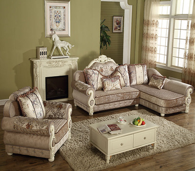 欧式沙发 简欧式布艺沙发 U型转角客厅组合 实木框架法式风格家具