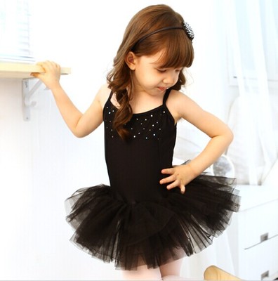 韩国进口高级儿童舞蹈裙公主练功服少儿跳舞裙黑色芭蕾吊带蓬蓬裙