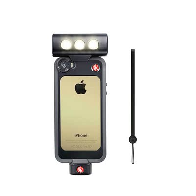 曼富图iphone5/5s苹果手机壳+LED灯2件套土豪手机变身相机利器