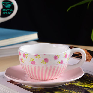 时尚田园欧式咖啡杯子套装 创意礼品陶瓷牛奶杯情侣下午茶杯碟