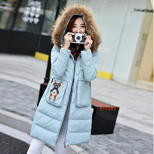 2015冬装韩版新款女装羽绒服修身显瘦貉子毛领中长款羽绒服女